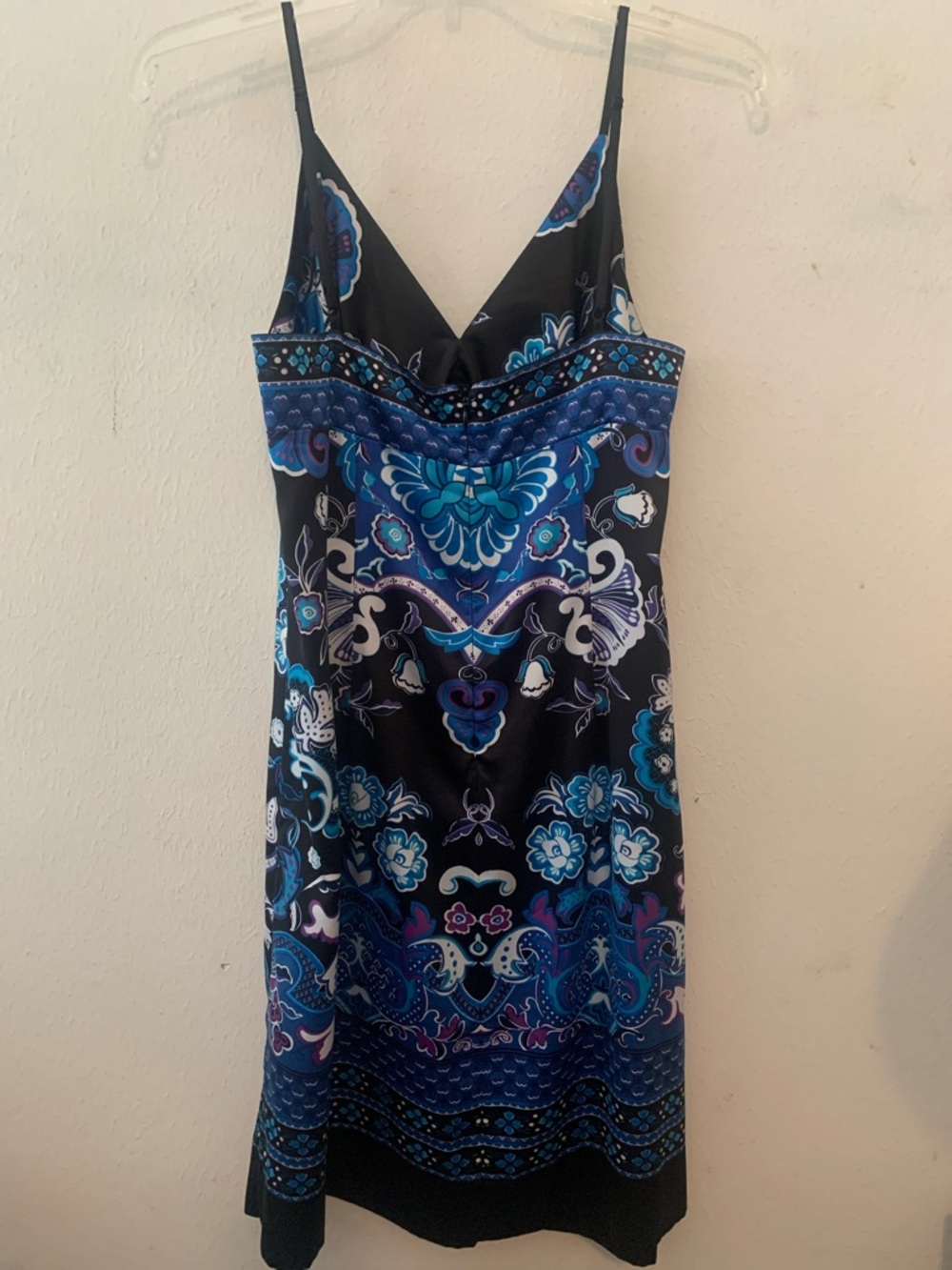 Ice Blue and Black Floral Paisley Slip Dress - Picture 4 of 7